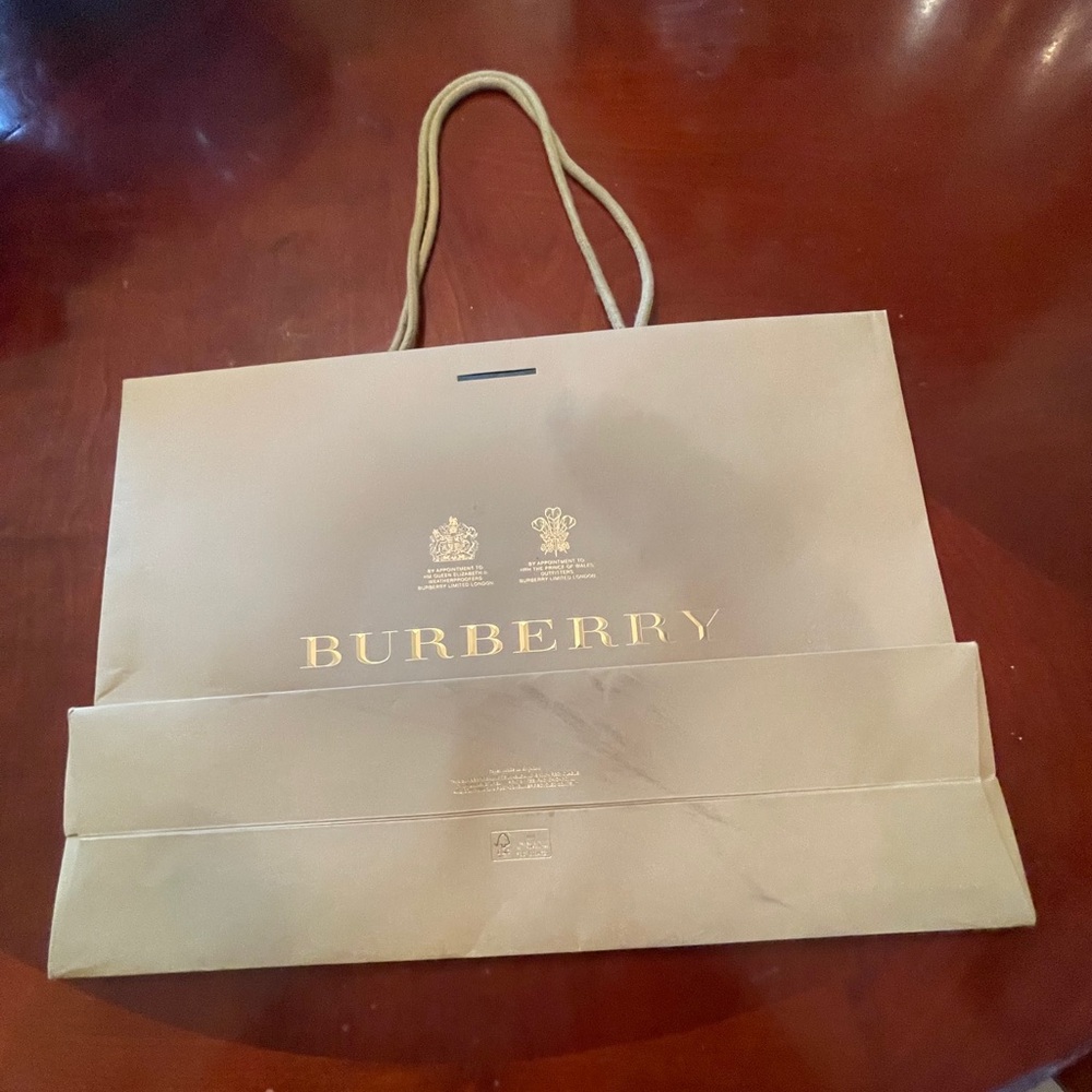 Burberry Beige Shopping Bag with Gold Accents